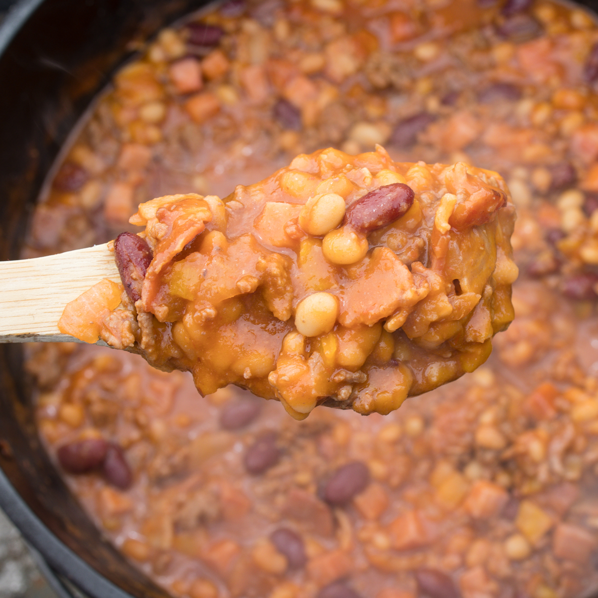 Cowboy Beans a Dutch Oven full of Baked Beans Devour Dinner