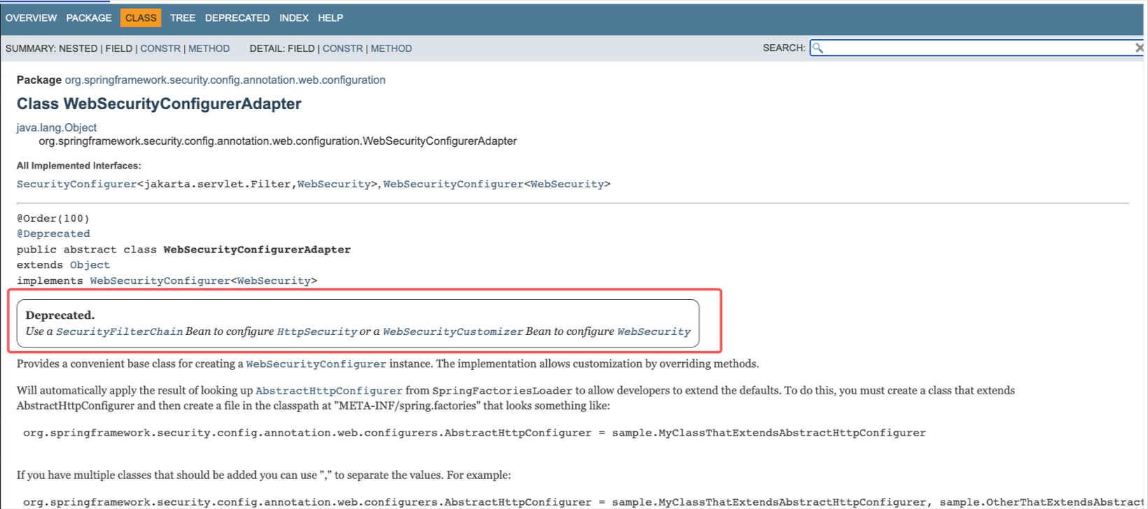 Spring Boot Security The SecurityConfigurerAdapter is not the case