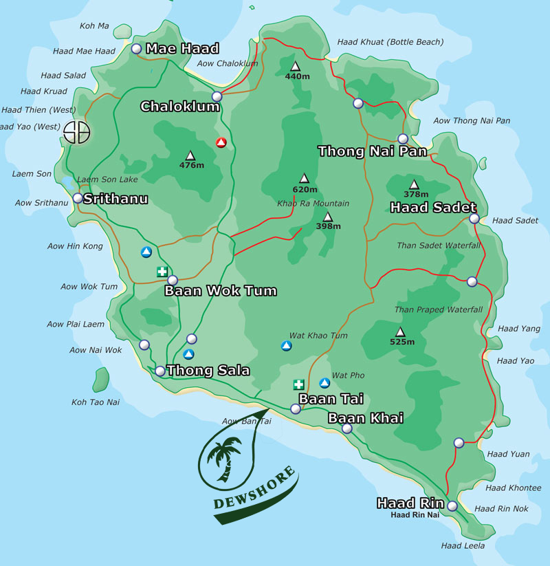 Ko Phangan Thailand Map okunamayan doyur karakter Çoğu durumda Paket veya paket eve teslim koh