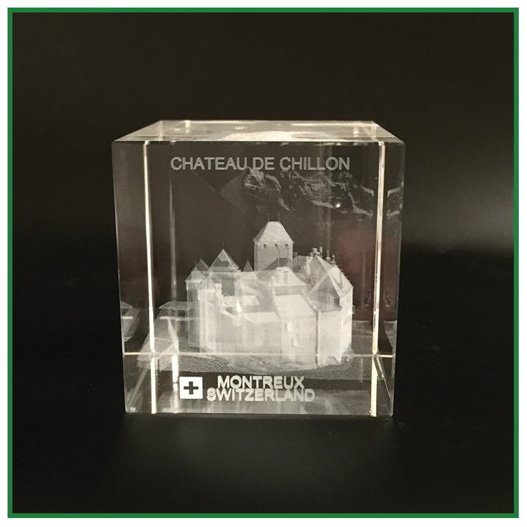Cube en Verre, Bloc de Verre Cubique avec Gravure 2d et 3d