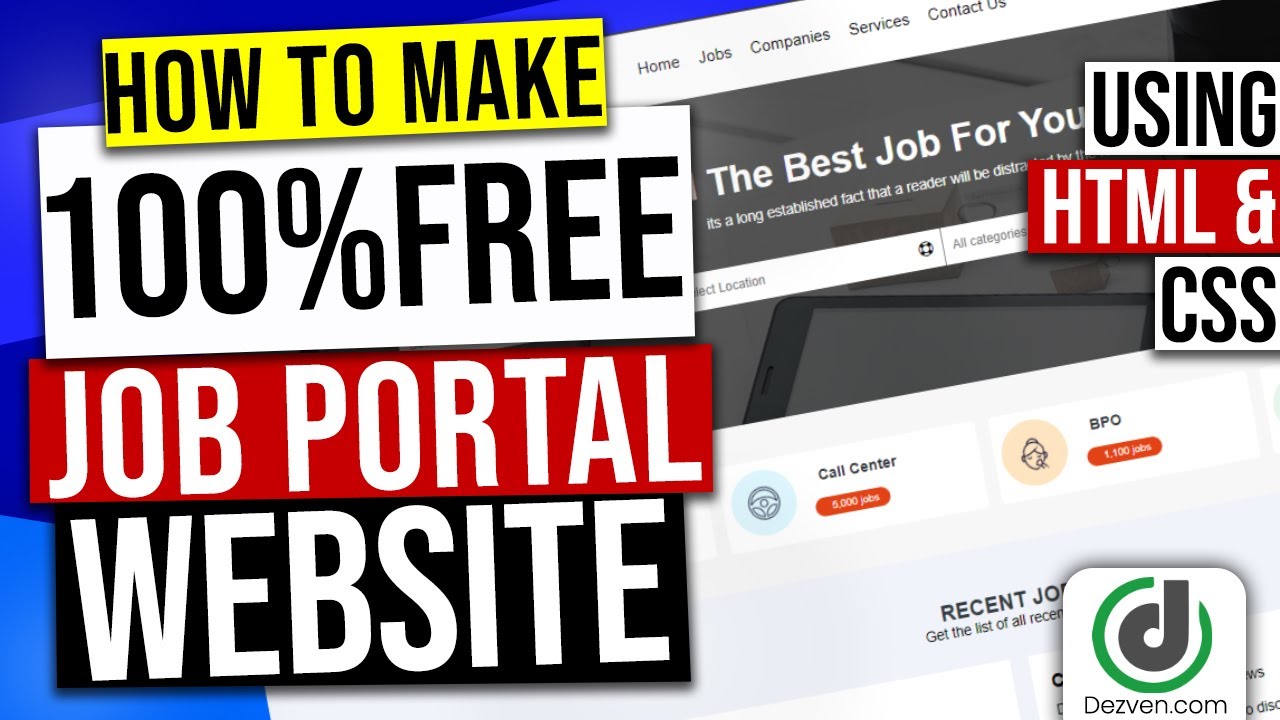How To Design Job Portal site In HTML And CSS