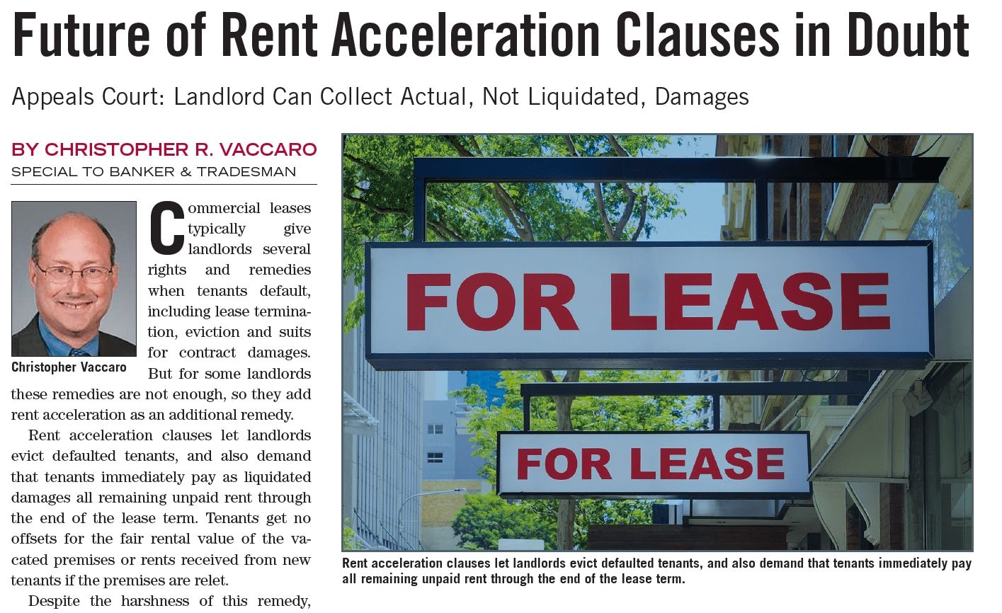 Future of Rent Acceleration Clauses in Doubt Dalton & Finegold