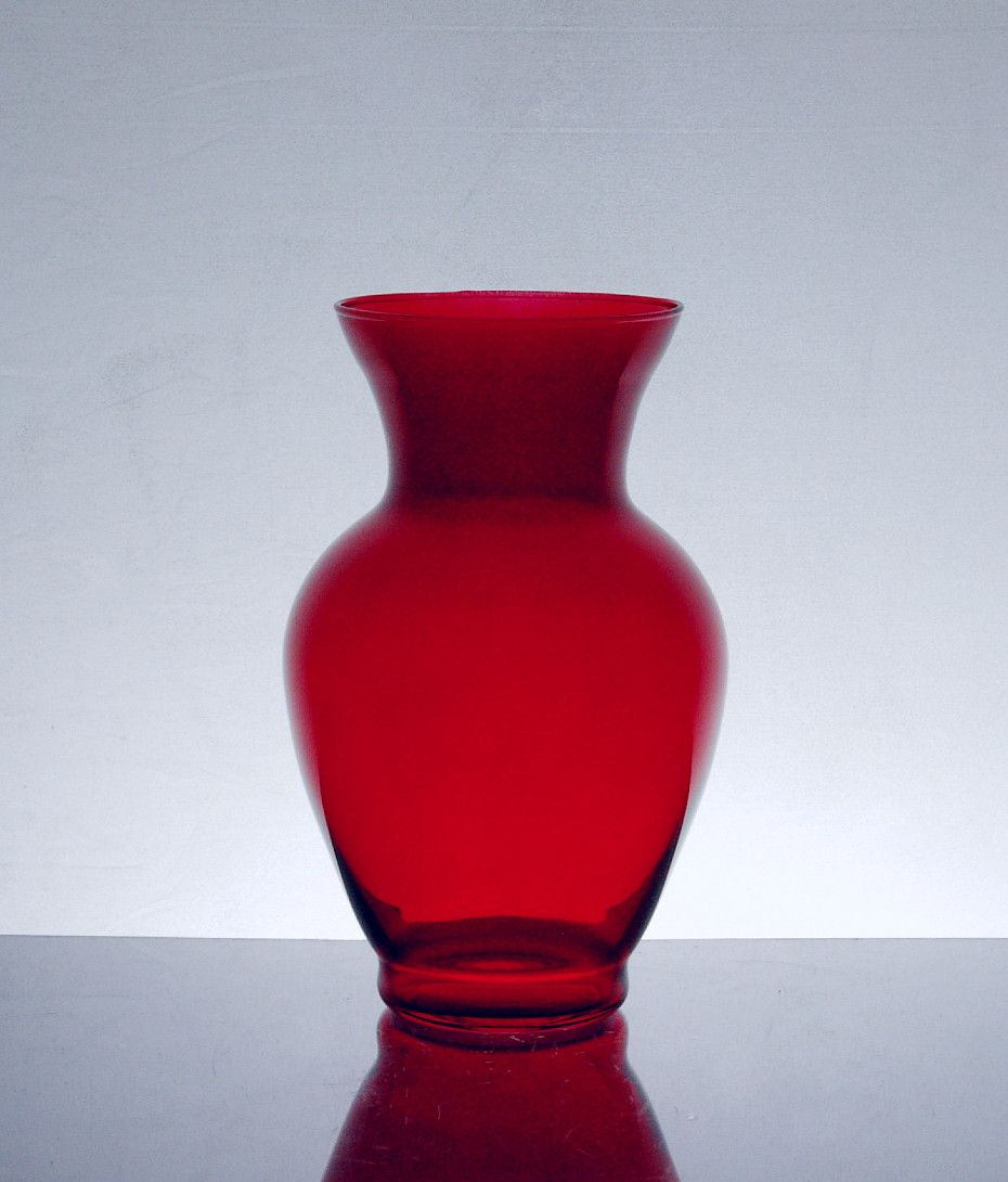 PZGR 408 Glass Ginger Vase Red 3.75" x 8", 12 p/c Glass Ginger Vases