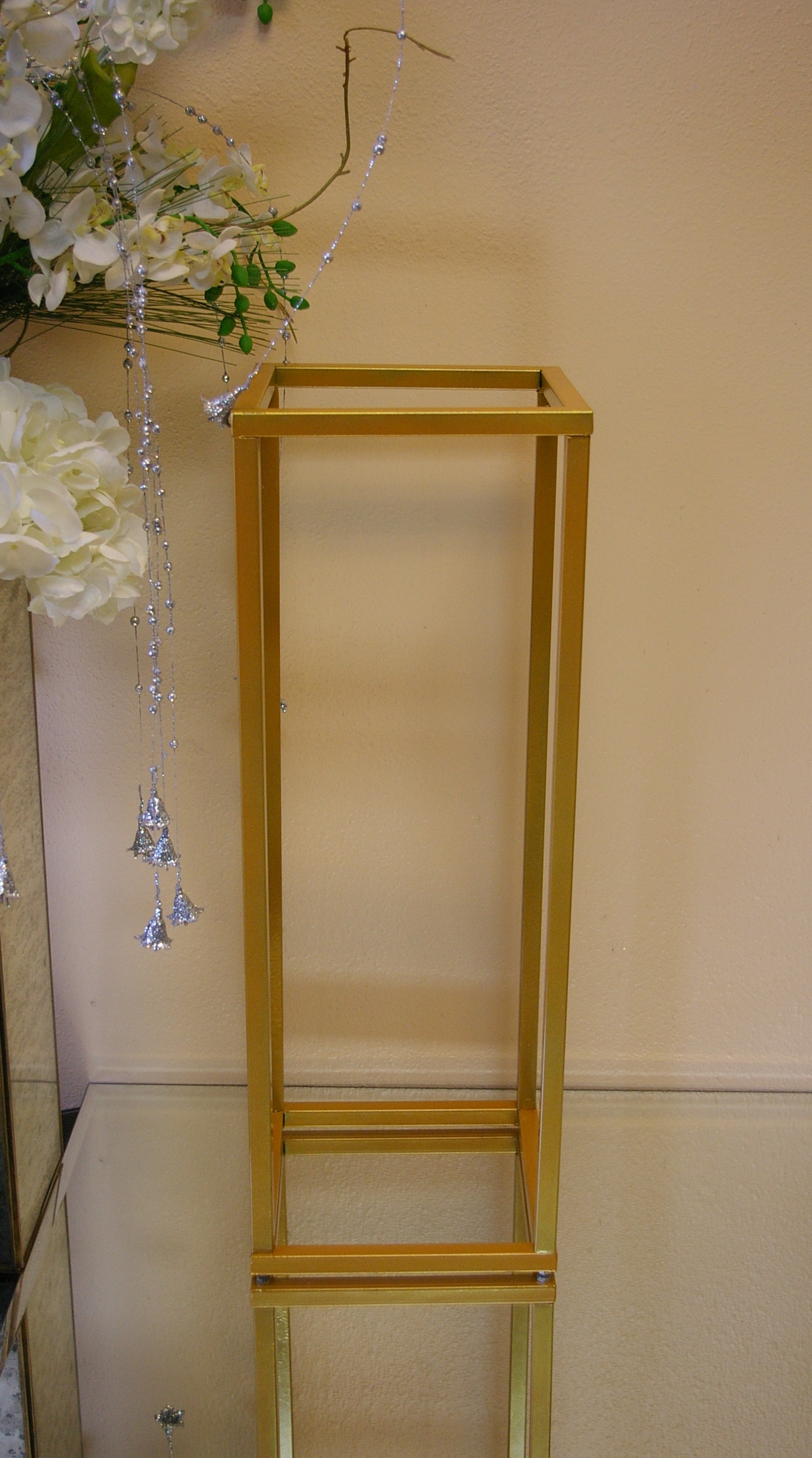 MS 24 Gold Metal Stand 8.5"x 8.5"x 24", 1pc Decorative Metal Stands