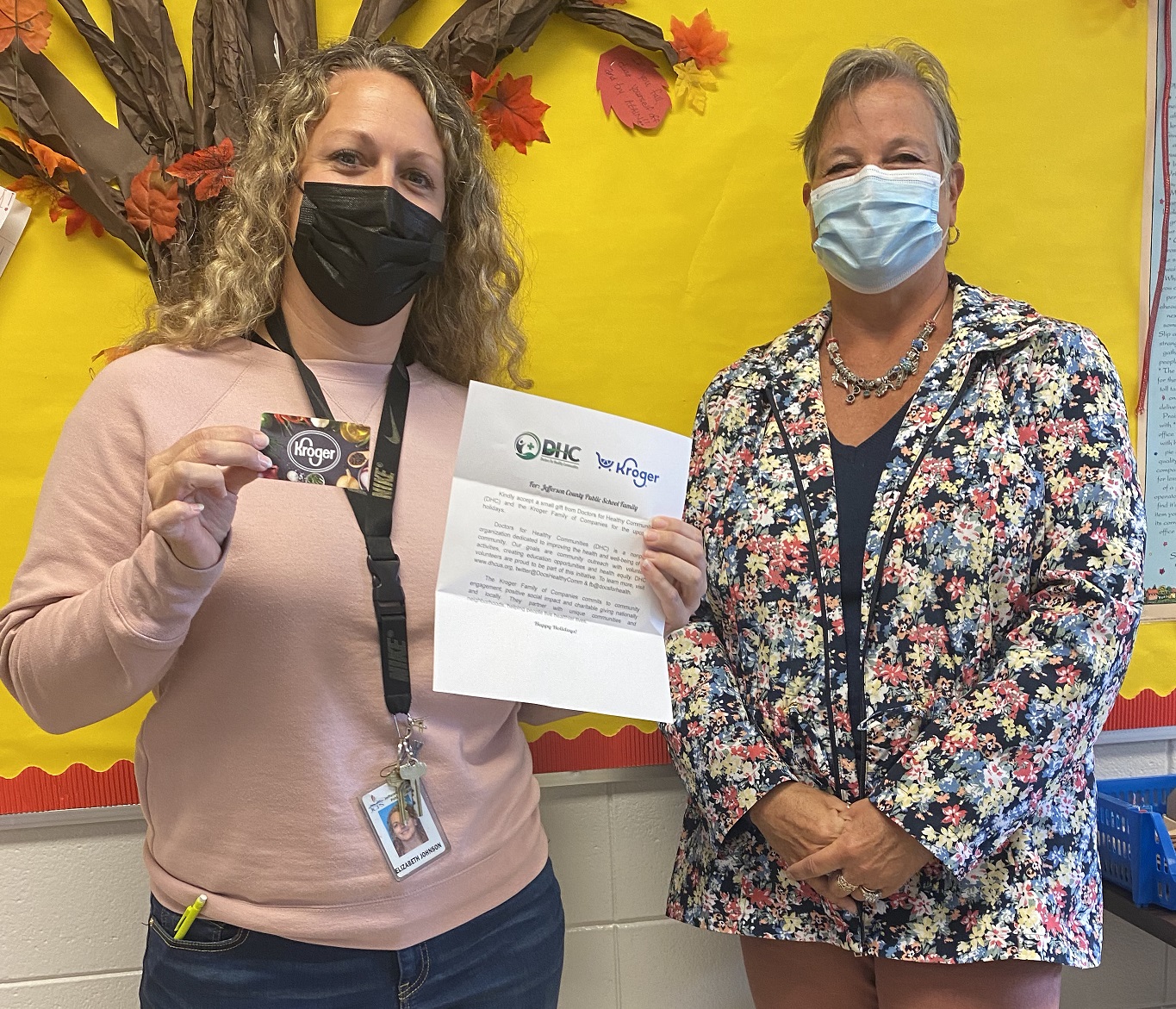 DHC Delivers Kroger Gift Cards to Blue Lick Elementary Doctors for