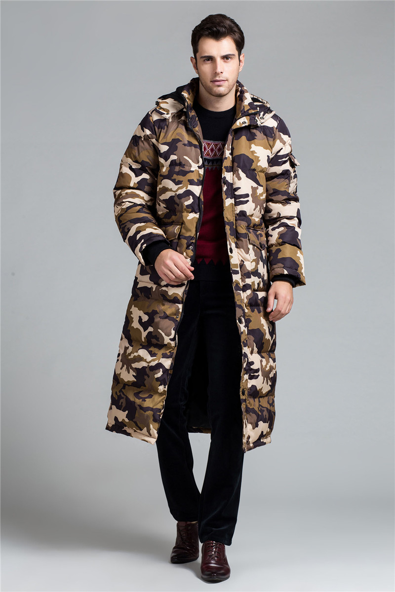 2017 Black Camouflage Mens Winter Coats Warm Thicken Long Army Green