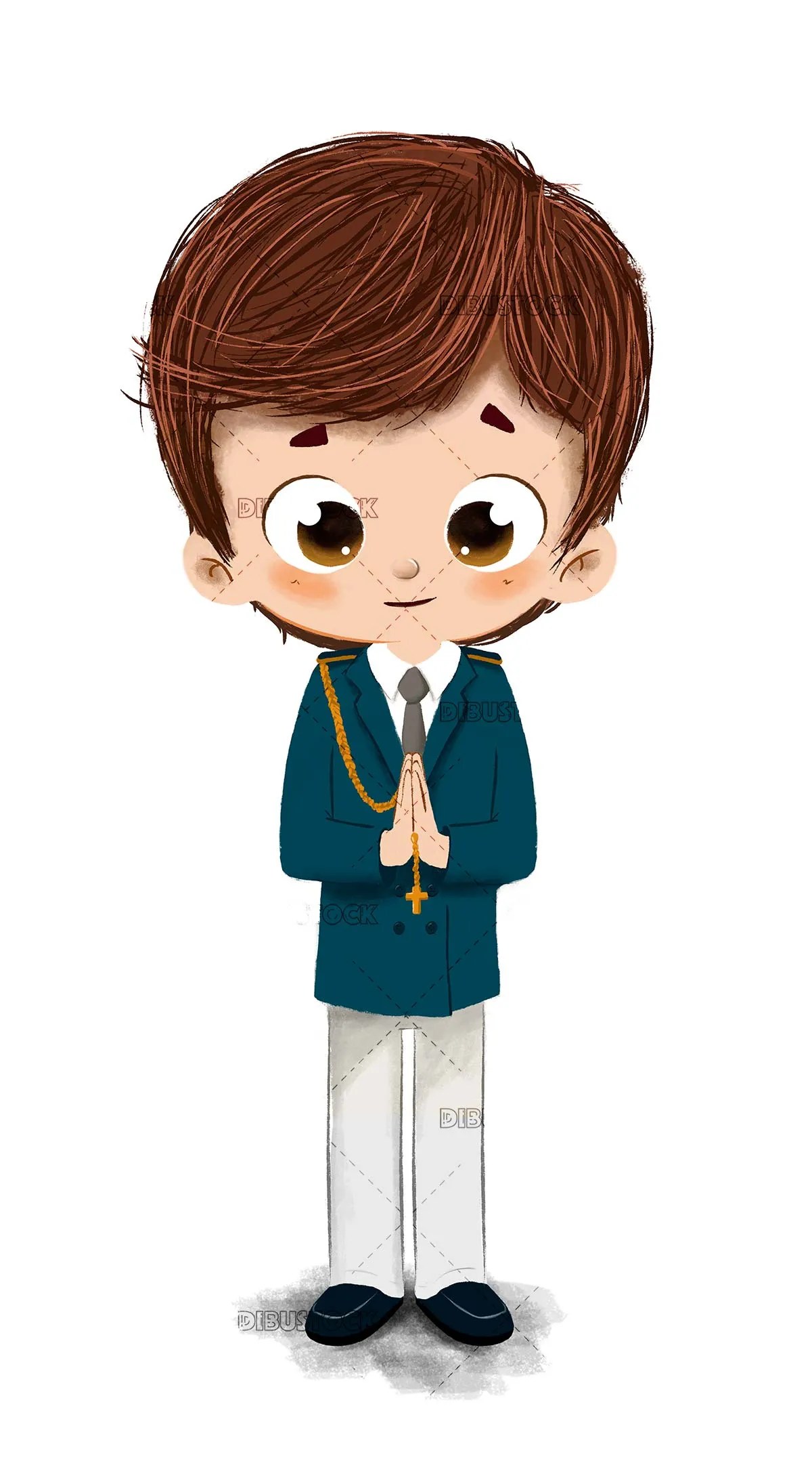 Niño haciendo la Primera Comunión Ilustraciones de Cuentos Infantiles