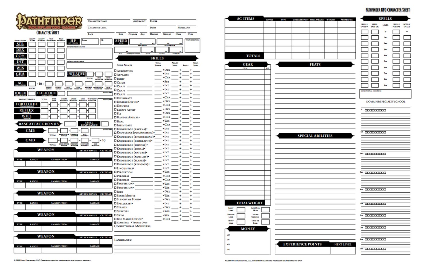 Pathfinder Character Sheet Dicegeeks Pathfinder Character Sheet Dicegeeks