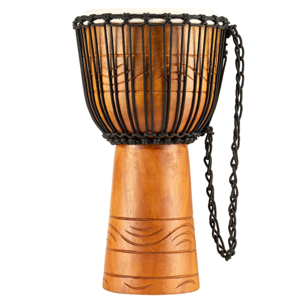 African "Water Rhythm" Style Rope Tuned Wood Djembe with Bag (3 Sizes