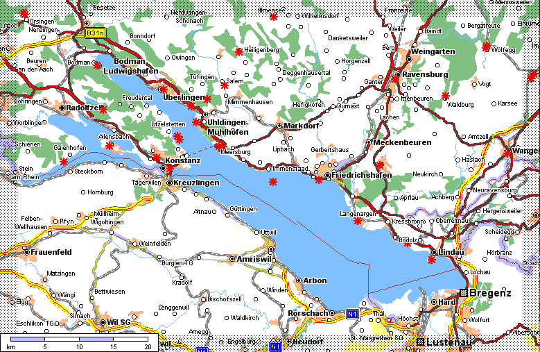 Straßenkarte Bodensee Bodensee Radmarathon 2001