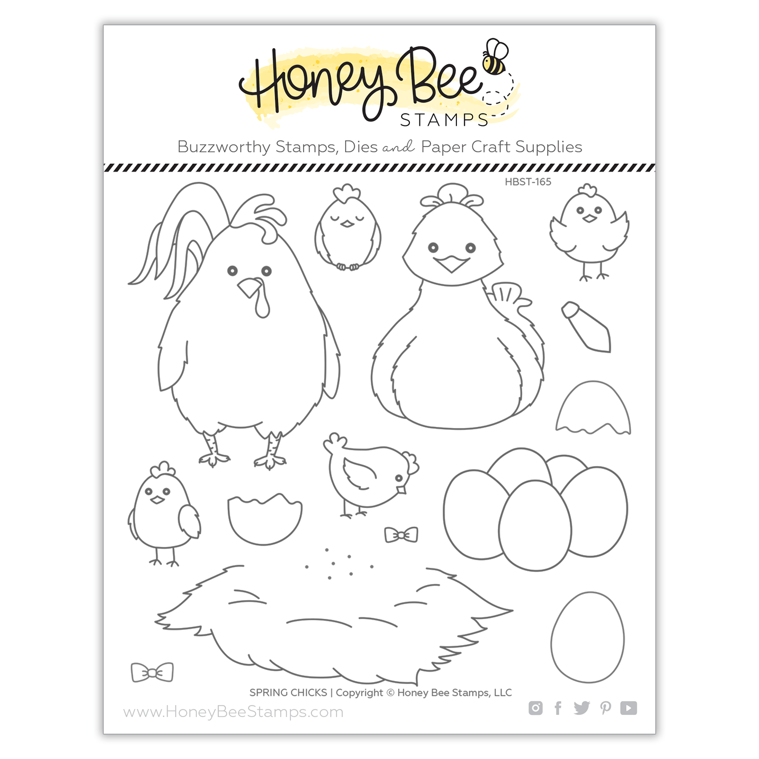 Honey Bee Spring Chicks 6x6 Stamp Set, Honey Bee Stamps Stamps