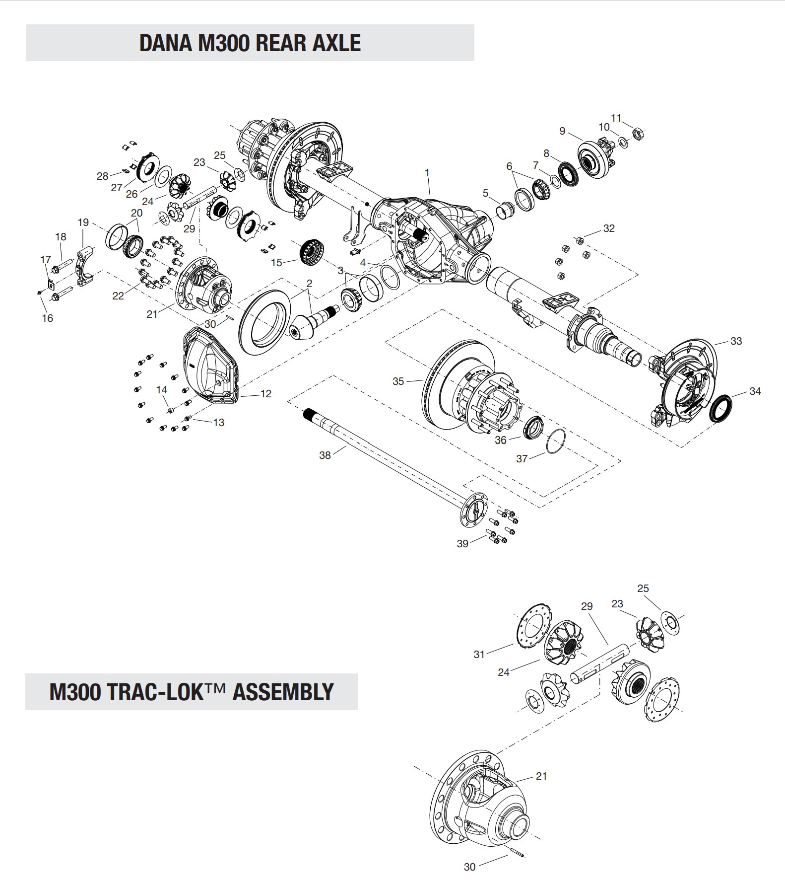 Dana M300 / 11.8" Rear Axle Differential Parts Catalog West Coast