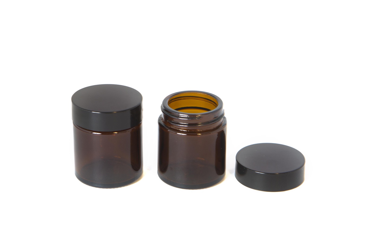 Jar, Cream, 30ml, Amber Glass, Black Lid