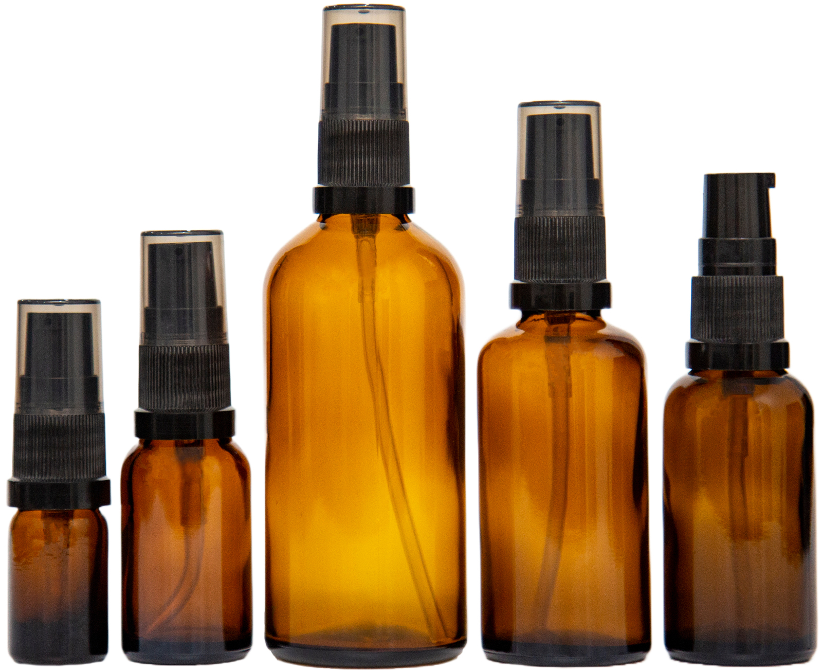 Amber Glass Gel/Serum Pump Bottle with Black Top