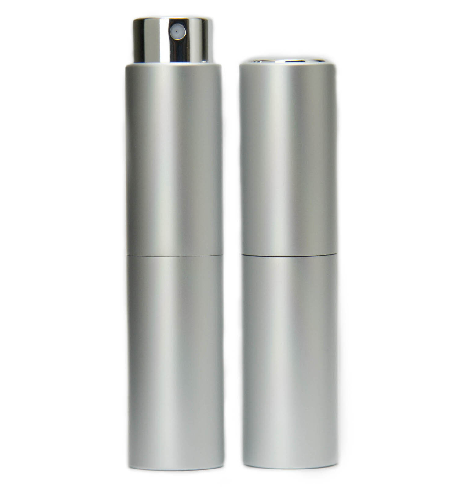 Perfume Atomizer, Silver, 8ml Twist Top Spray Bottle In Aluminium Cover