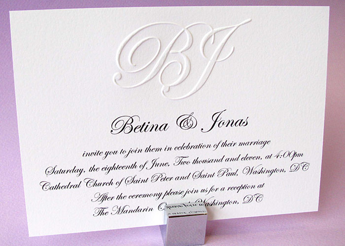 Custom Embossed Monogram Wedding Invitation Digby & Rose Digby