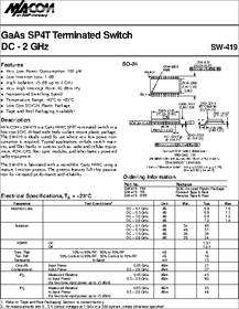 SW-419 datasheet - DC-2 Ghz, GAAS SP4T Terminated Switch