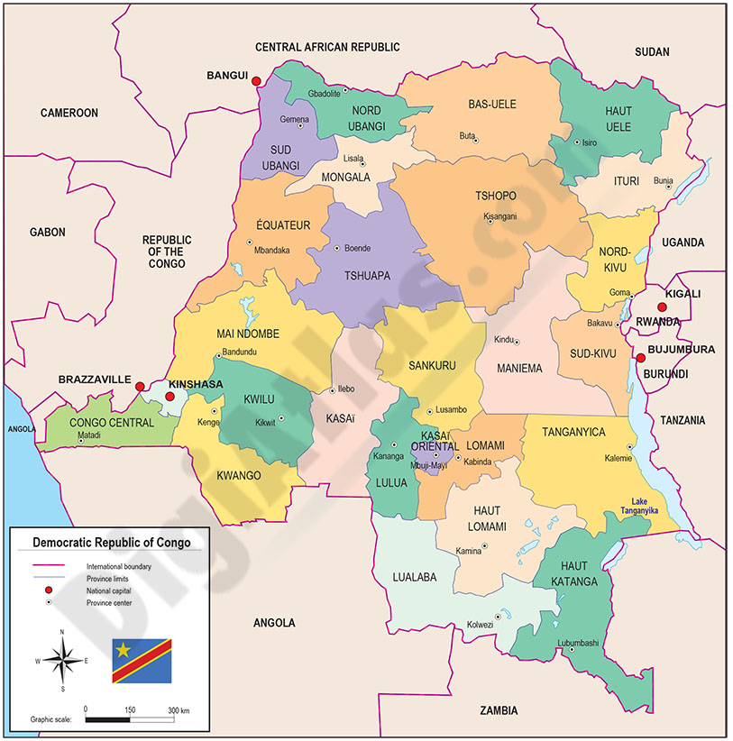 Map of democratic republic of the congo (kinshasa)