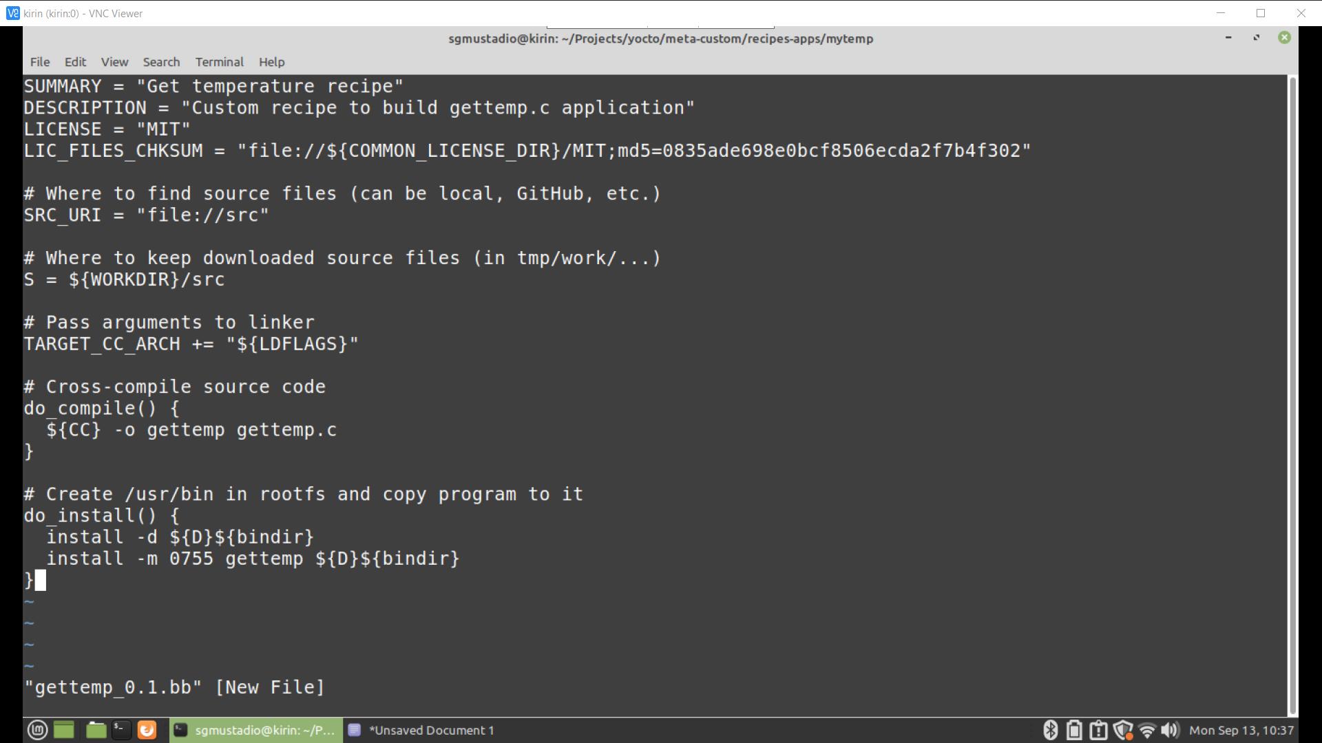 How to build a Linux application into a custom image using the Yocto