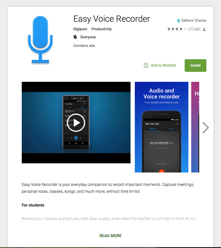 Easy Voice Recorder is Editors’ Choice over at Google Play Digipom