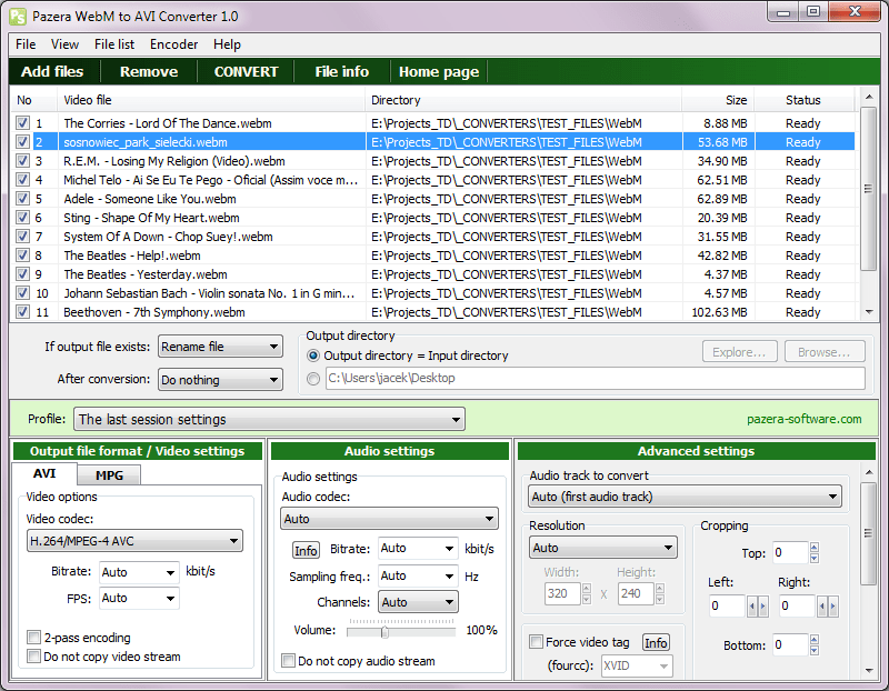Pazera WebM to AVI Converter 1.0 Software Digital Digest