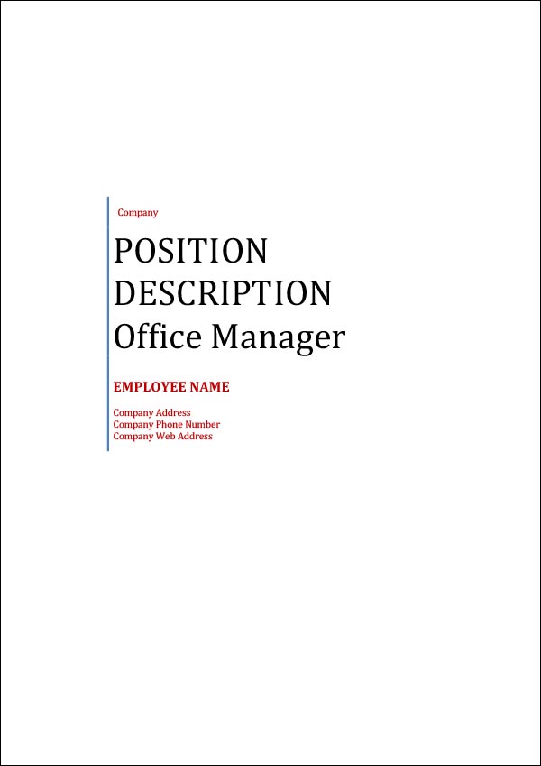 Office Manager Position Description Template Remarkable Team