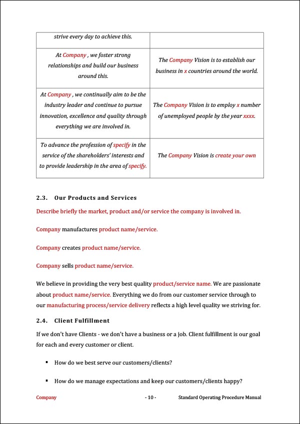 standard operating procedure examples for small business pdf Archives