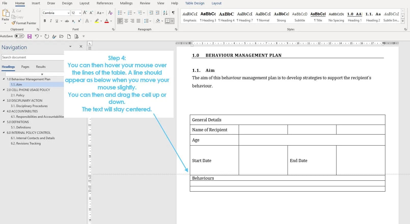 Center Text Vertically in a Microsoft Word Table Easy and Fast