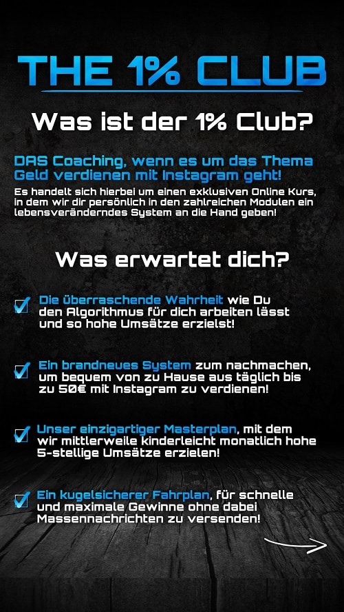 1 Club Erfahrungen Erfolgreich auf Instagram Geld verdienen