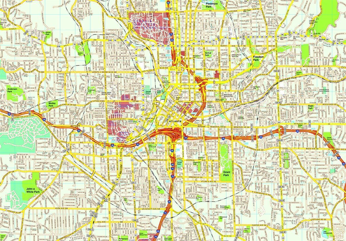 Atlanta map. Eps Illustrator Vector City Maps USA America. Eps