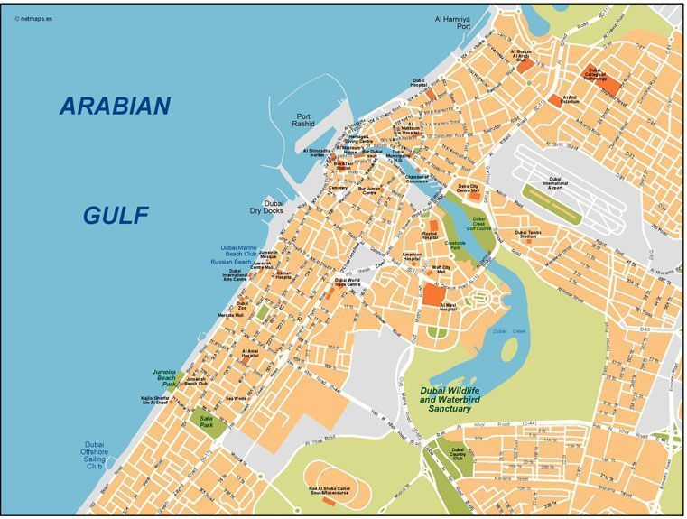 Dubai Vector Map Digital Maps. Netmaps UK Vector Eps & Wall Maps