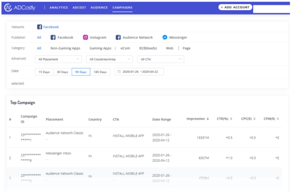 FB and insta ad comparison