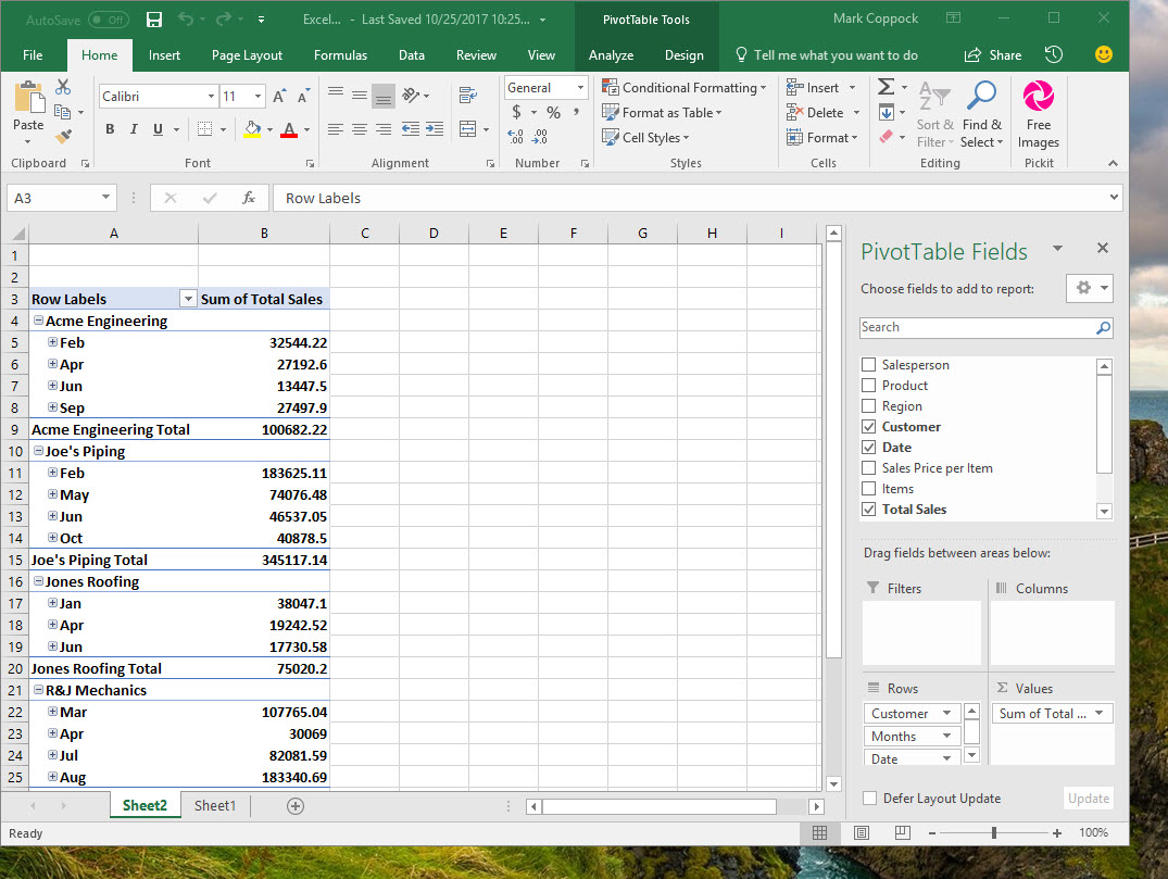 How To Put Table In Excel