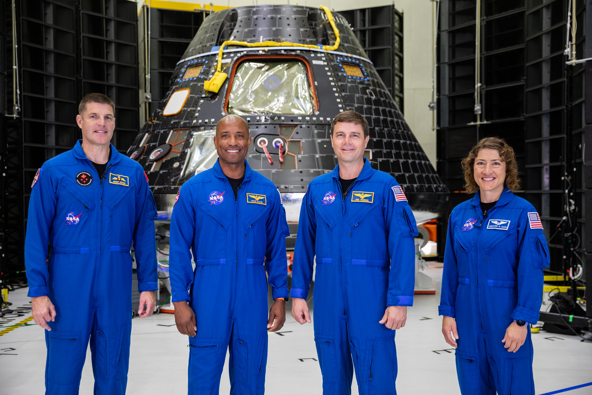 NASA's moon crew meet their Orion spacecraft for first time