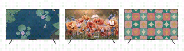 Examples of Amazon’s interactive artwork on the Fire TV Omni Mini-LED TV.