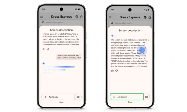 Gemini answering questions about a webpage.