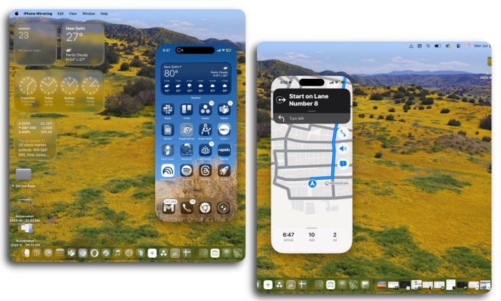 iPhone mirroring in macOS Tahoe.