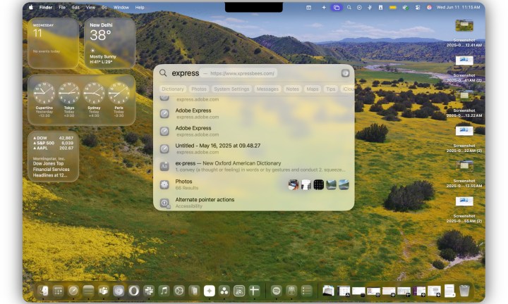 Interacting with Spotlight in macOS Tahoe.