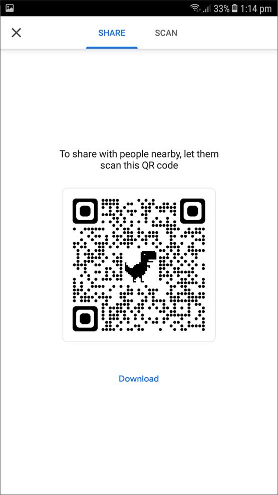 Transfer web URL’s as QR codes from Android Chrome Digitional
