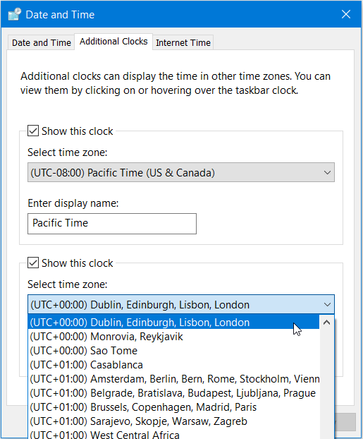 How to add Clocks from other Time Zones in Windows 10 Digitional