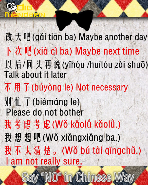 How Chinese People Say “No” in Various Ways