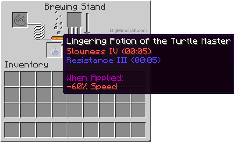 How to make a Lingering Potion of the Turtle Master (005 Slowness IV