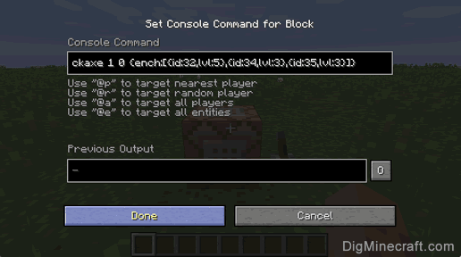Use Command Block to Give an Enchanted Diamond Pickaxe