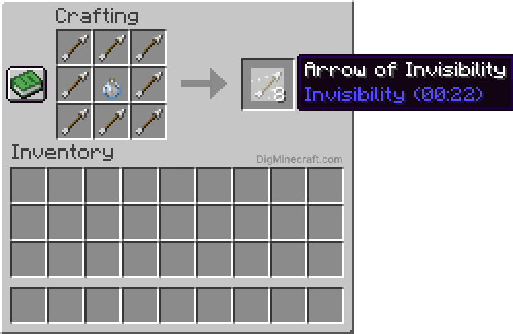 How to make an Arrow of Invisibility (022) in Minecraft