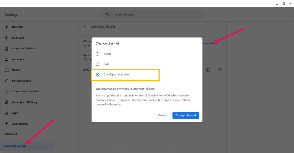 Enable developer mode on Chromebook Dignited