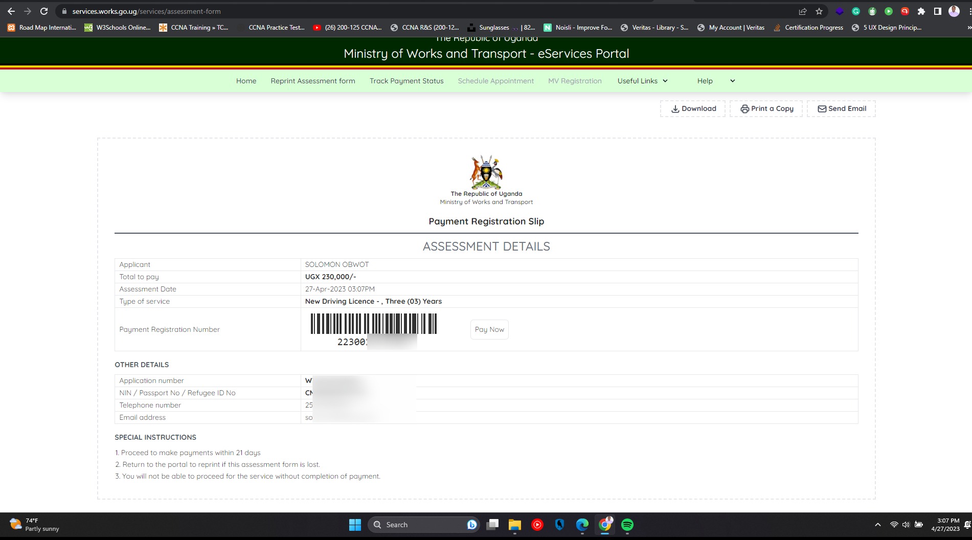 How to Pay For Your Driving Permit Online From Ministry of Works