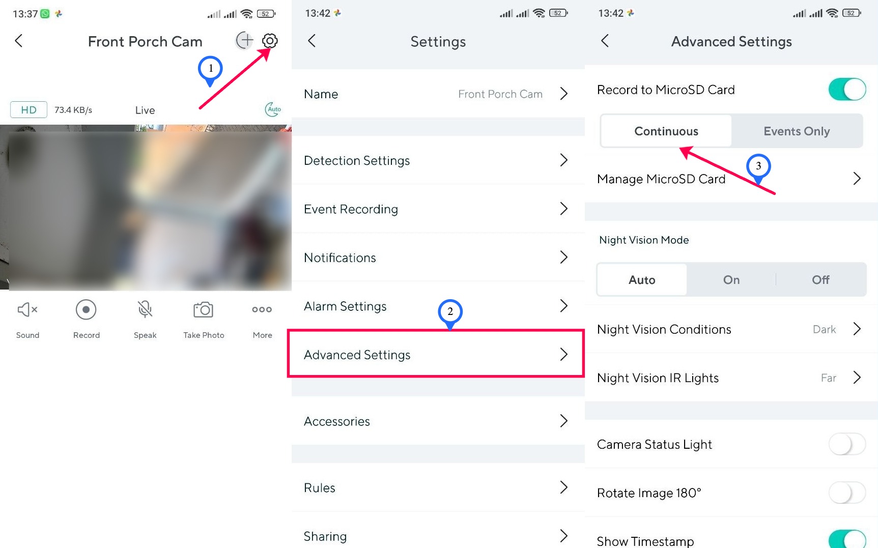 Enable continuous recording to microSD Card on Wyze cams Dignited