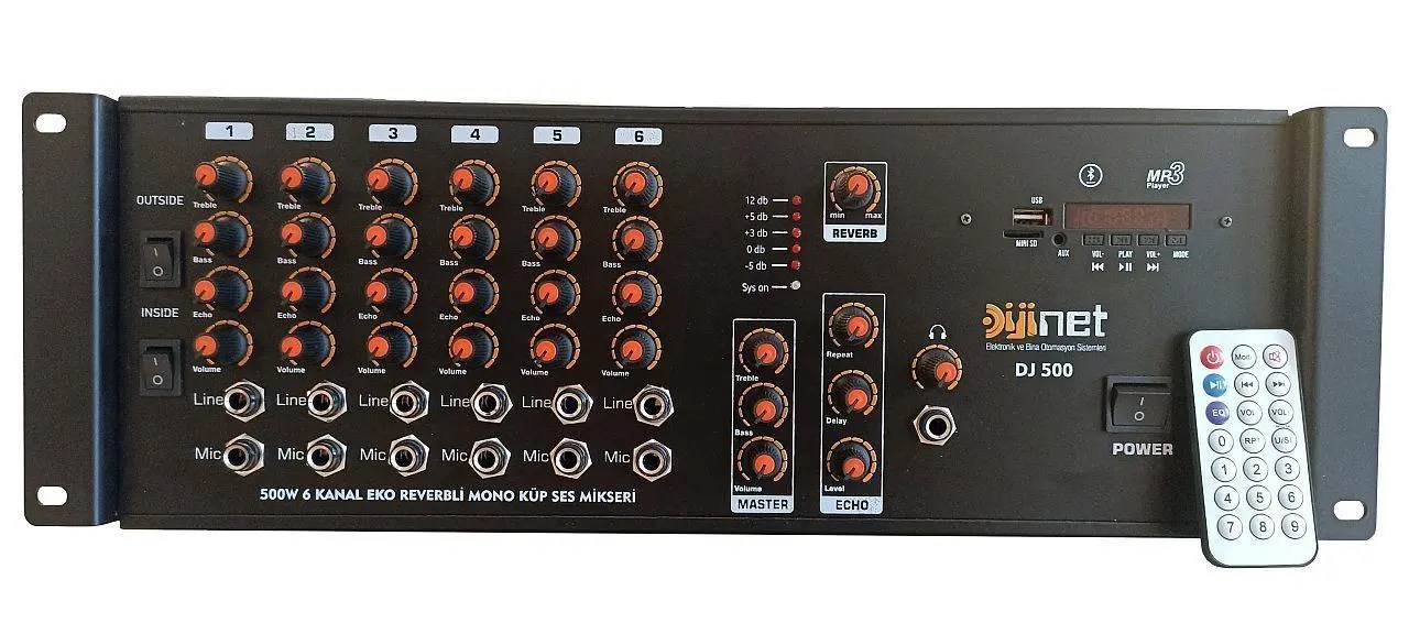 DJ 500 500W 6 Channel Echo Mono Cube Sound Mixer With Reverb