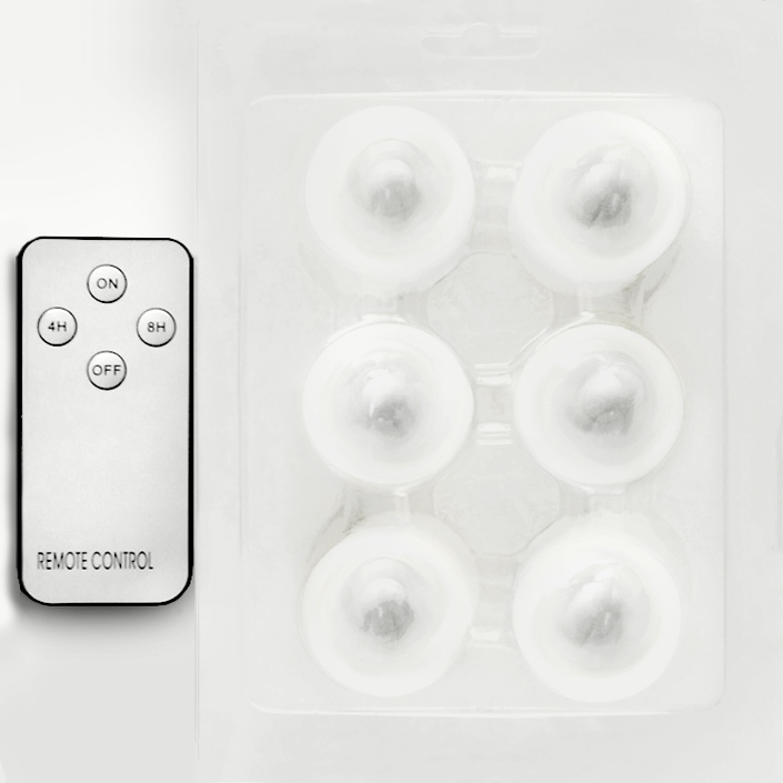Timer Tea Lights with Remote Control 4HR/8HR, Set of 6 Dimensional