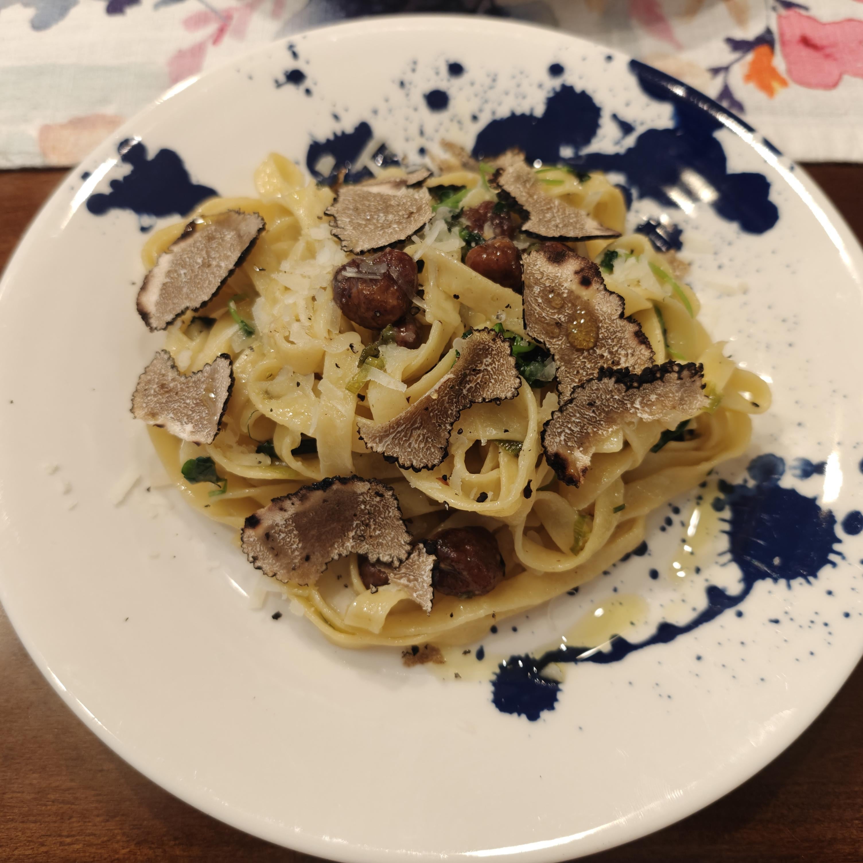 Linguine with Wild Garlic, Pea Sprouts, Oregon White Truffles, and